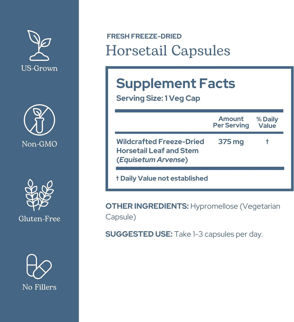 Eclectic Herb – Cápsulas de Cola de Caballo | Apoyo Mineral y Nutricional | 90 Cápsulas, 375 mg