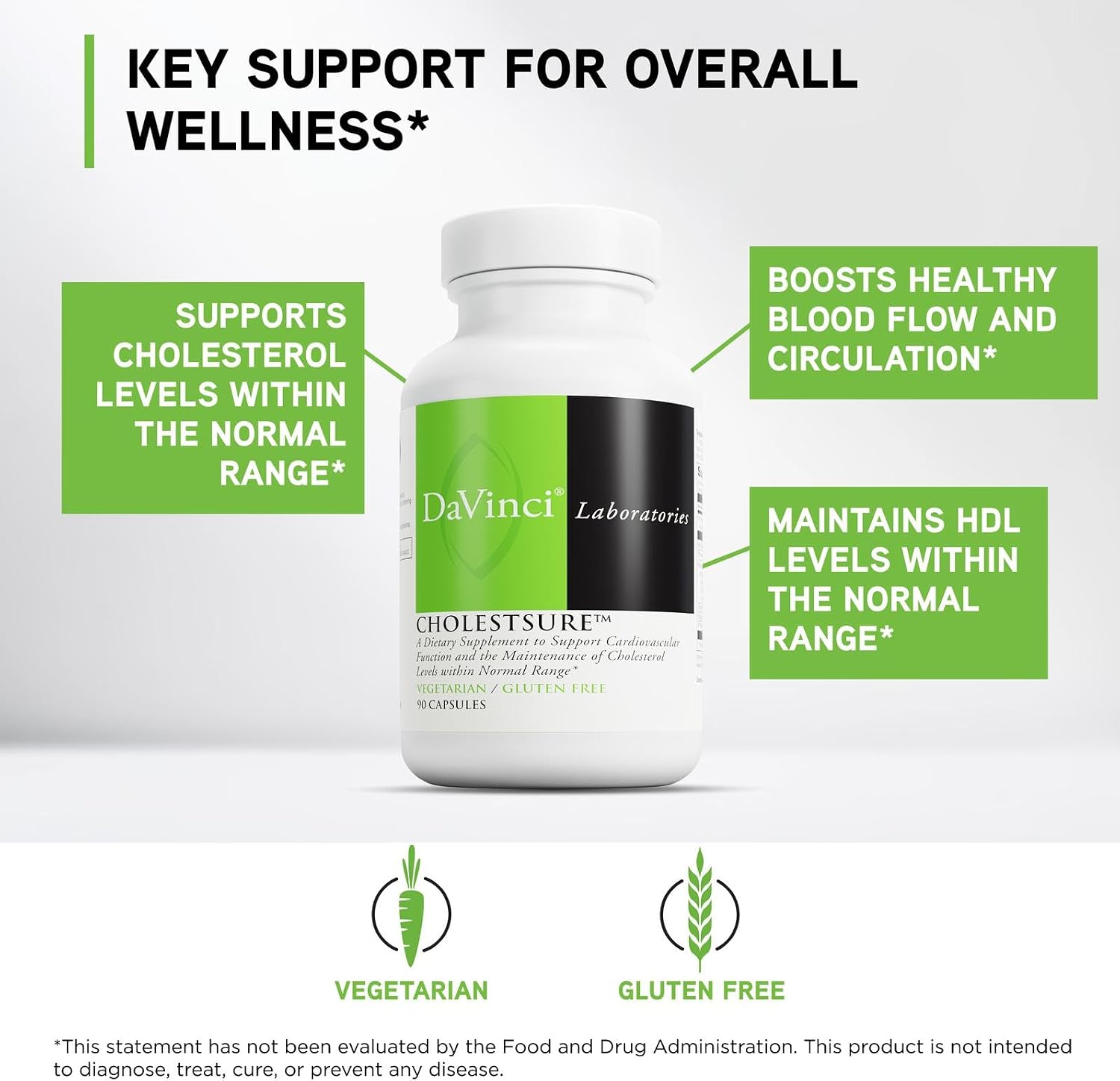 DAVINCI Labs CholestSure - Suplemento para la Salud Cardiovascular - 90 Cápsulas Vegetales