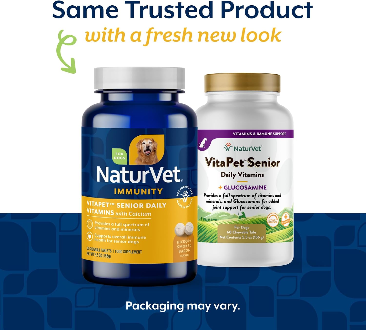NaturVet VitaPet Senior Daily Vitamins – Multivitamínico para Perros Senior con Glucosamina – 60 Comprimidos de Liberación Prolongada