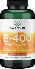 Swanson E-400 Mixed Tocopherols - Antioxidant Supplement to Support Heart Health* - Contains D-Alpha Tocopherol - Non-GMO - 250 Softgels