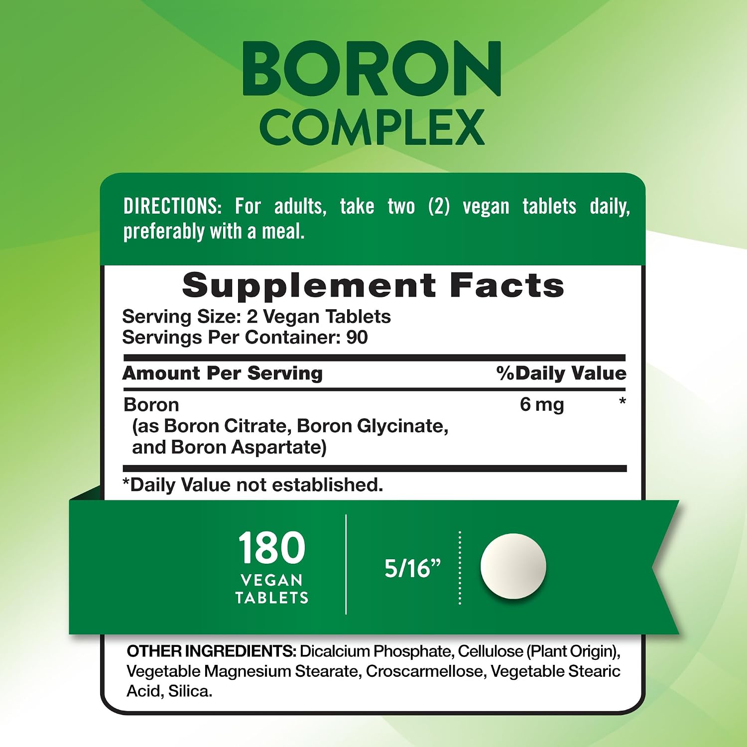 Nature's Truth Complejo de Boro Triple Acción, 6 mg, 180 Comprimidos Veganos