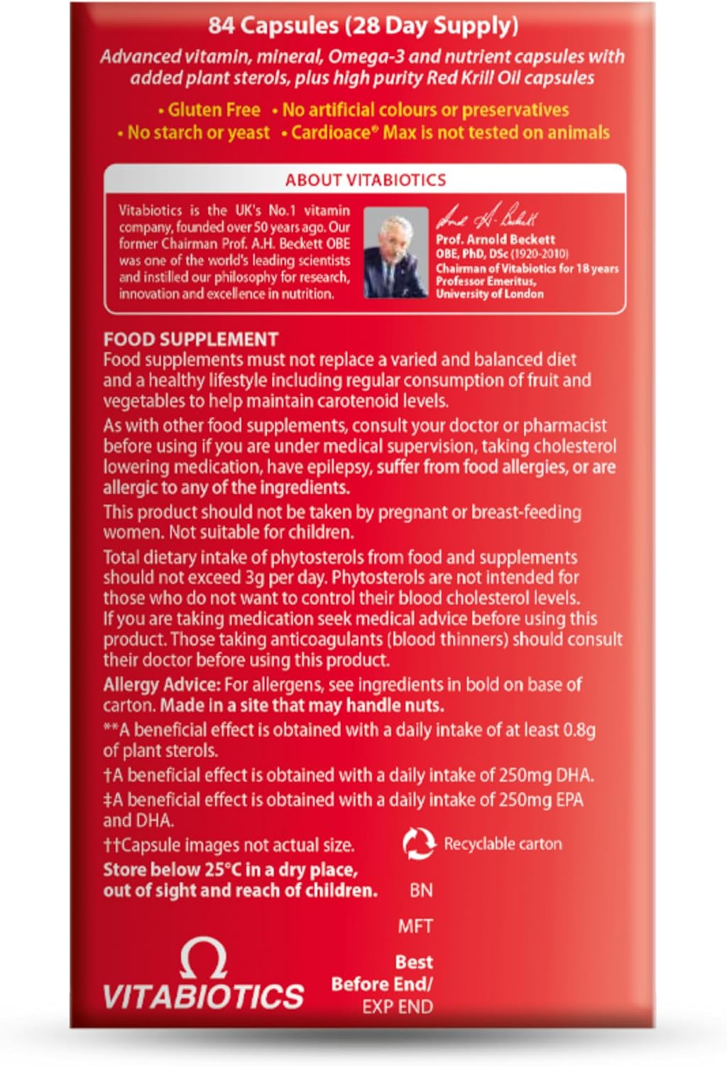 Vitabiotics Cardioace Max - 84 Cápsulas