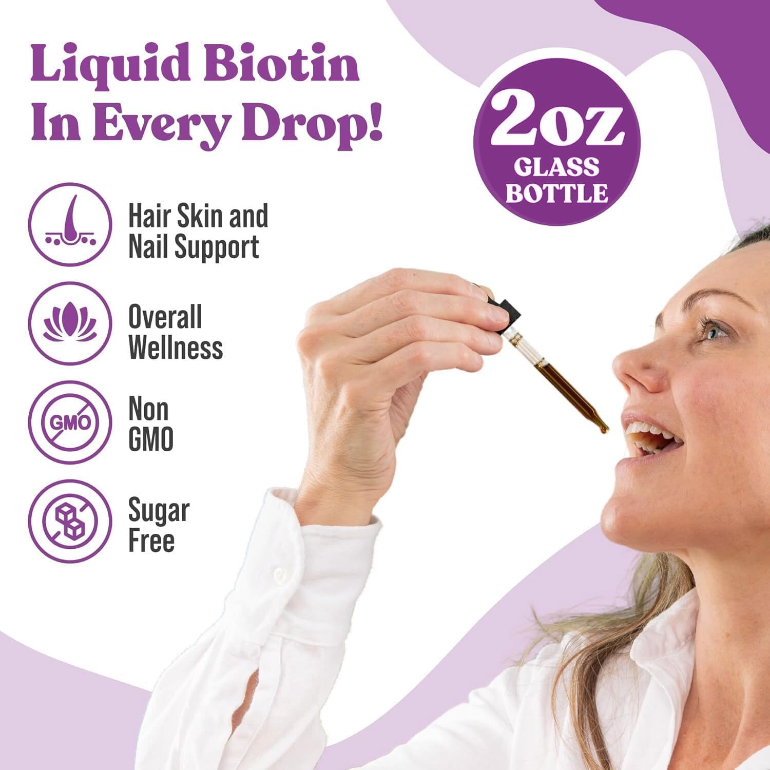 Rejuvica Health Active Biotin - Suplemento Líquido de Biotina 5000mcg para Cabello, Piel y Uñas