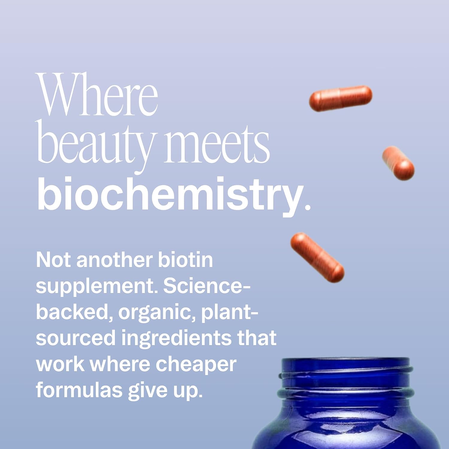 Ora Organic Hair, Skin, and Nails Support - Beyoutiful - Suplemento de Belleza con Vitaminas B y Biotina para Cabello Saludable, Niacina para la Piel - 60 Cápsulas Veganas
