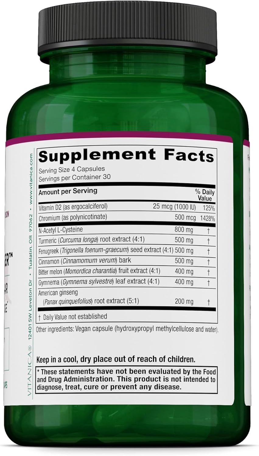 Vitanica Metabolic Manager - Complemento Herbal Vegano con Vitamina D (120 Cápsulas)