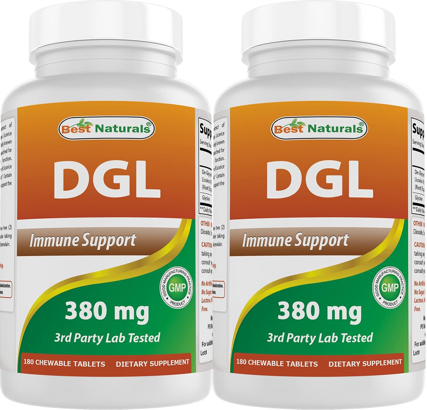 Best Naturals DGL Masticable 380 mg - 180 Comprimidos (Pack de 2)