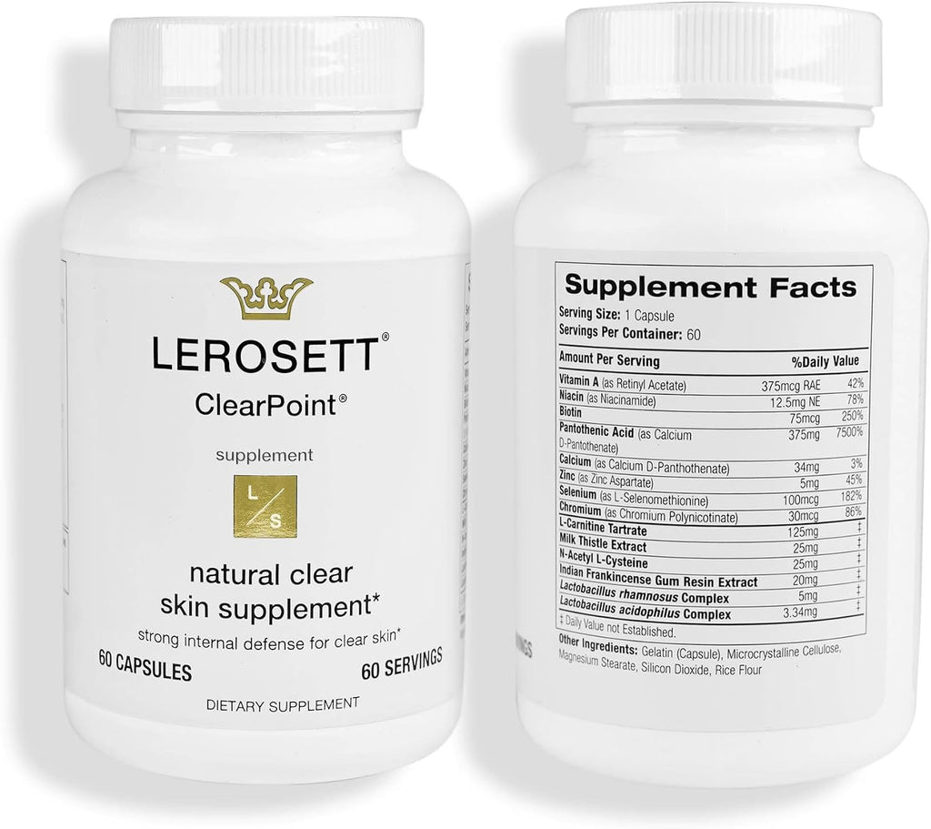 LEROSETT ClearPoint Anti Acne Pills, 60 Cápsulas - Gunilla Of Sweden