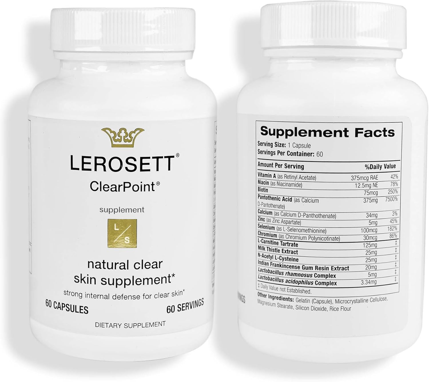 LEROSETT ClearPoint Anti Acne Pills, 60 Cápsulas - Gunilla Of Sweden