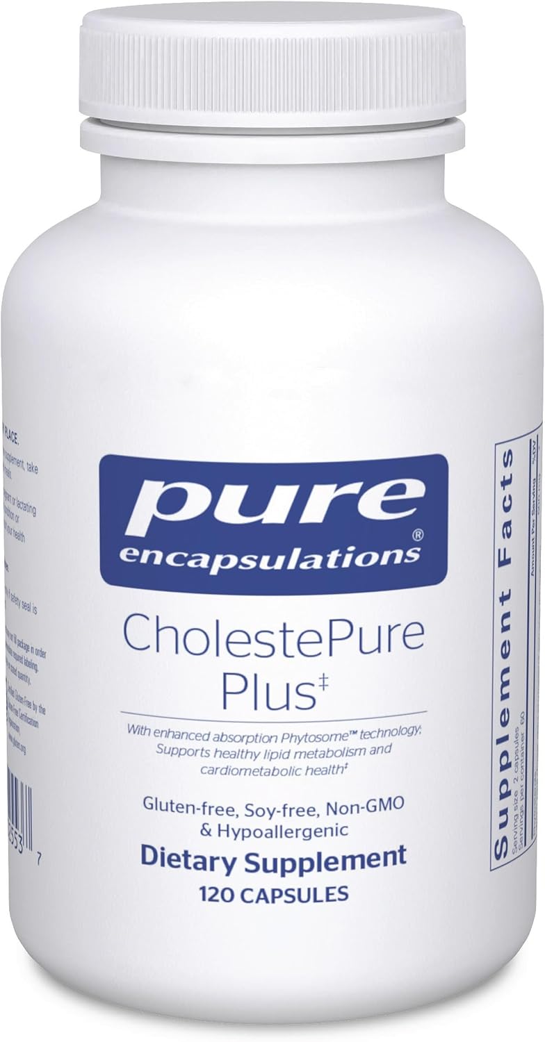 Pure Encapsulations CholestePure Plus – 120 cápsulas – Con berberina, bergamota cítrica y fitoesteroles – Sin gluten y no transgénico