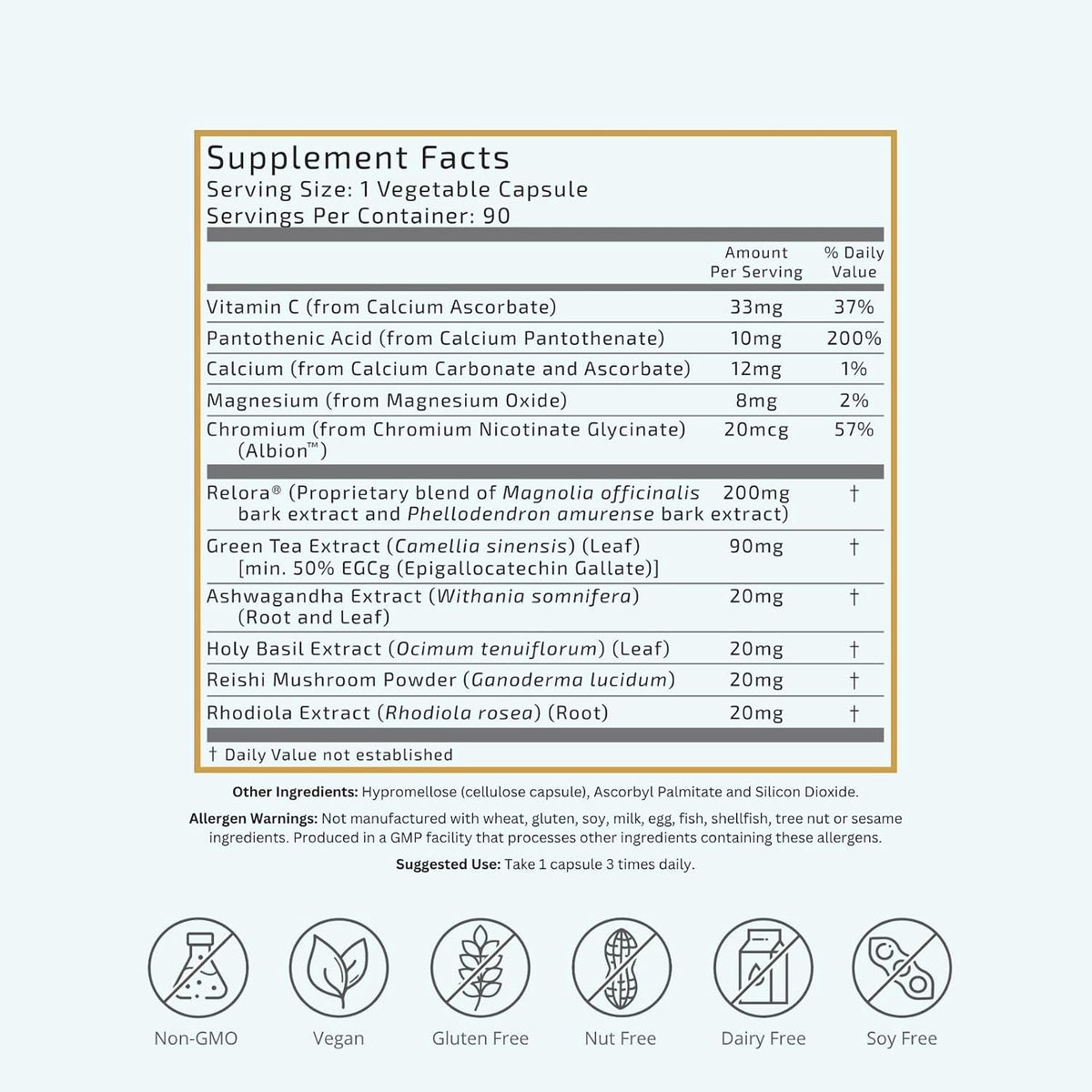 VTC VitaTradingCo. Cortisol Stress Complex | Mezcla de Hongos y Hierbas Adaptogénicas | con Relora y Ashwagandha Estudiados Clínicamente | Apoyo Adrenal y Anímico | 90 Cápsulas Veganas - görsel 2