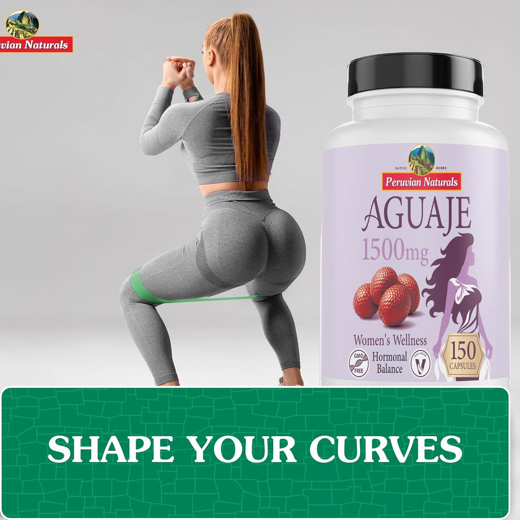 Peruvian Naturals Aguaje Cápsulas para Mujeres, 300 Comprimidos – Curvas Naturales para la Salud Femenina, Fruta Buriti, No-GMO, Vegano, Pack de 2