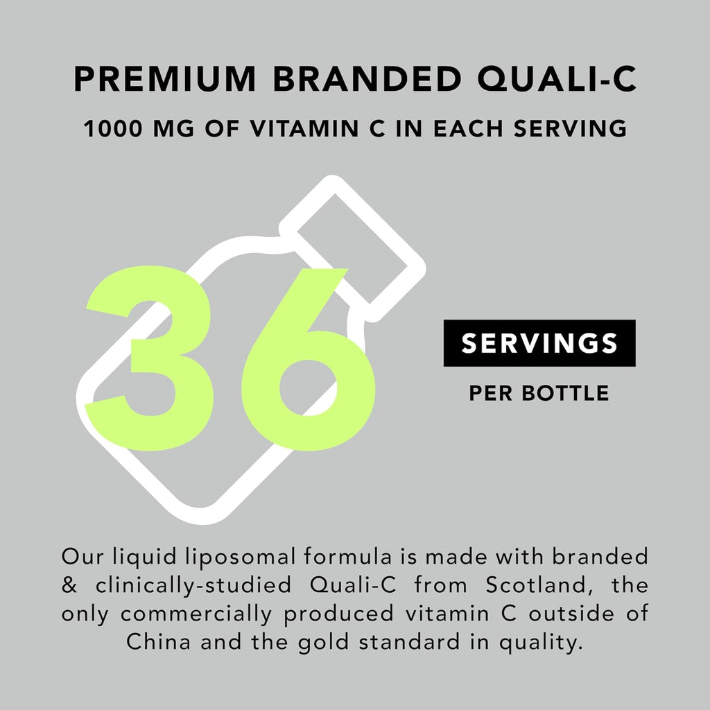AMANDEAN Liposomal Vitamin C 1000mg 177ml - Suplemento Líquido de Vitamina C con Quali-C, Vegano, Sin Gluten