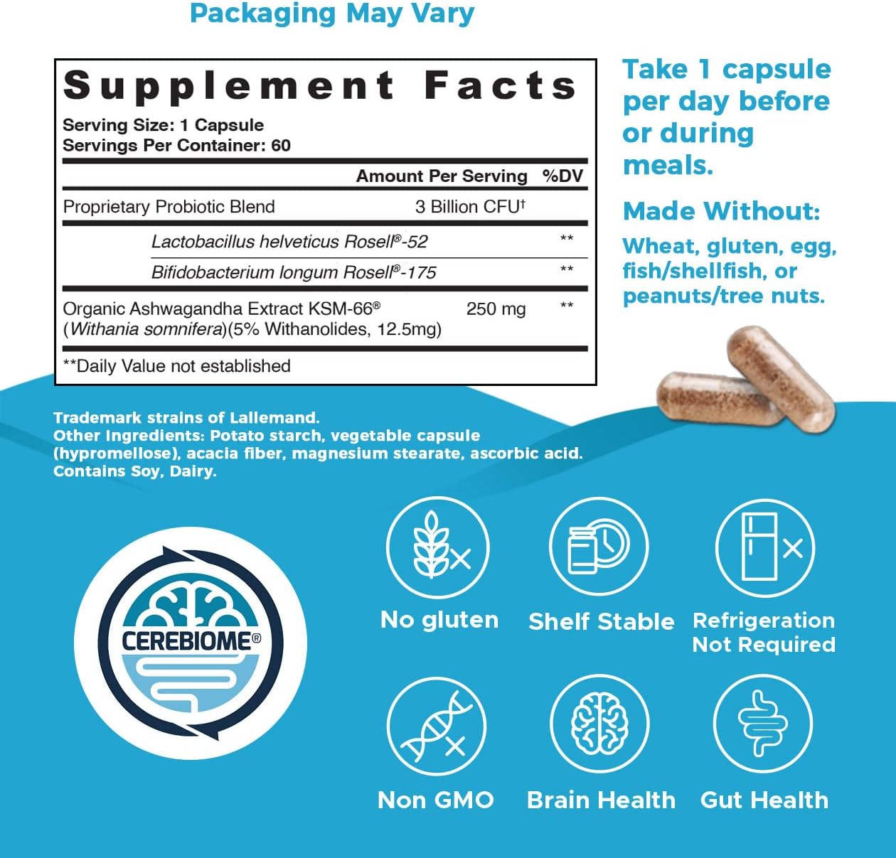 Nutricelebrity Optimal Stress Relief | Ashwagandha y Probióticos | 60 Cápsulas