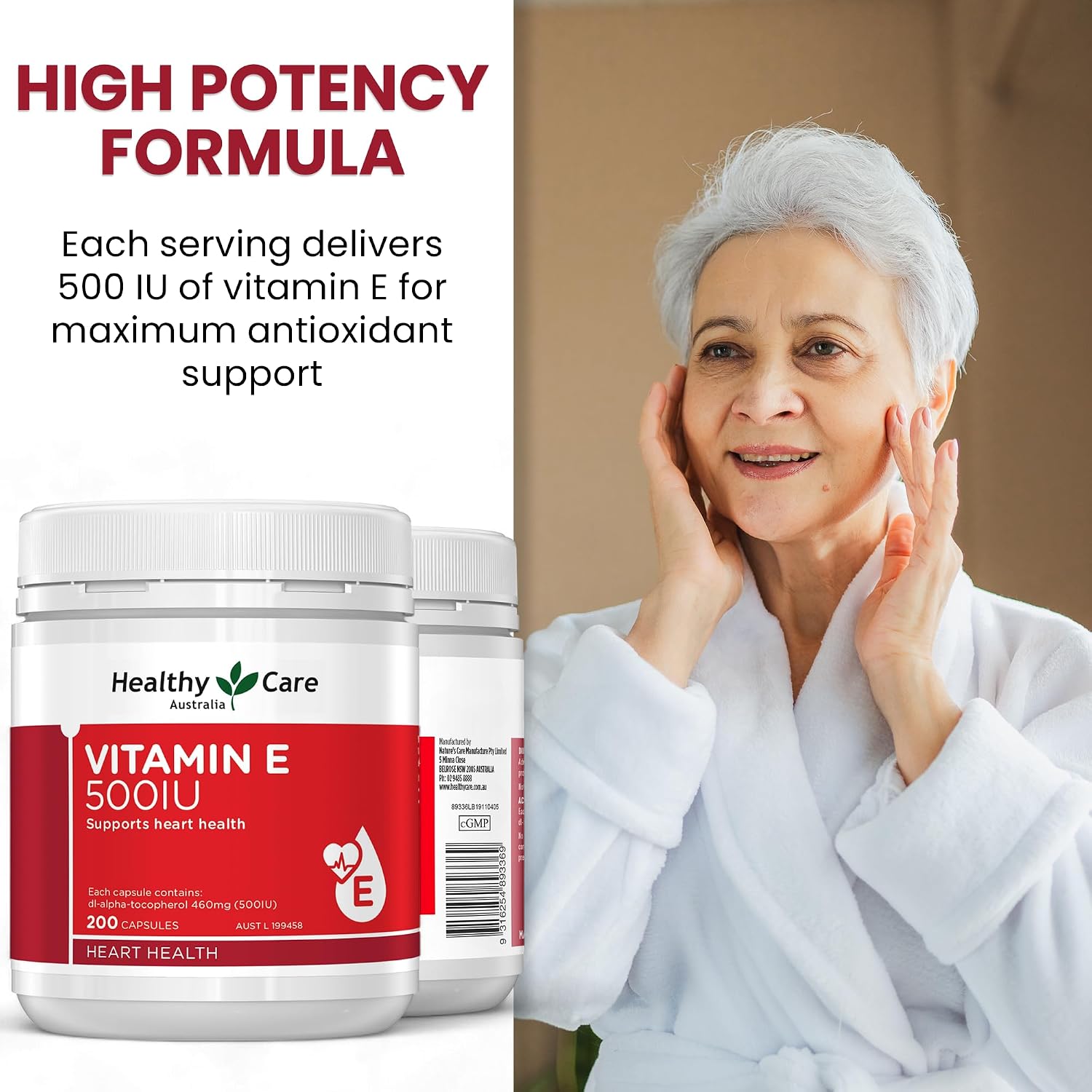 Healthy Care Vitamin E 500IU 200 Capsules