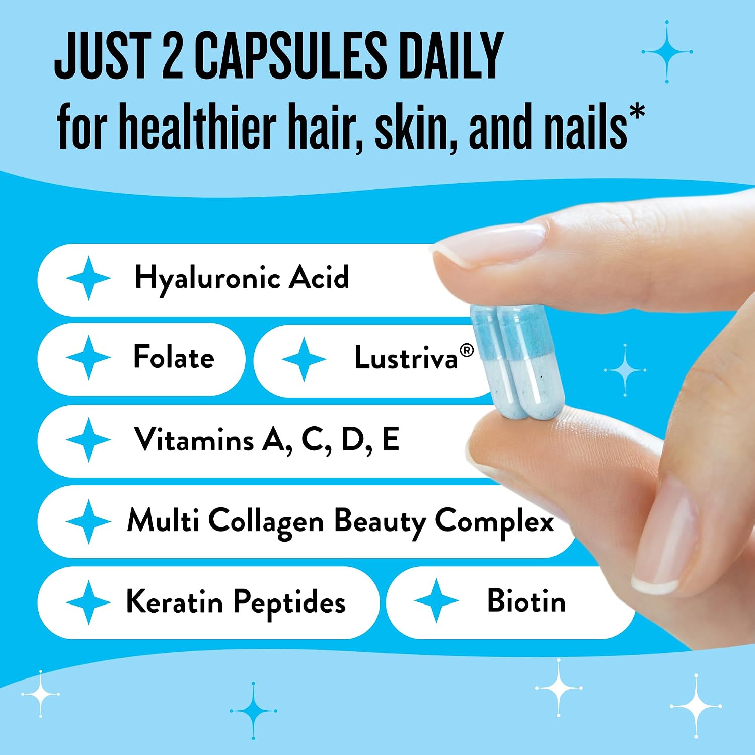 Vitaminas para el Crecimiento del Cabello para Mujeres - Biotina con Colágeno y Lustriva, Mane Event™