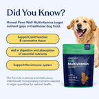 Honest Paws Multivitamínico para Perros - 90 Golosinas Blandas con Glucosamina, Condroitina y Omega-3 - Sabor a Carne de Res