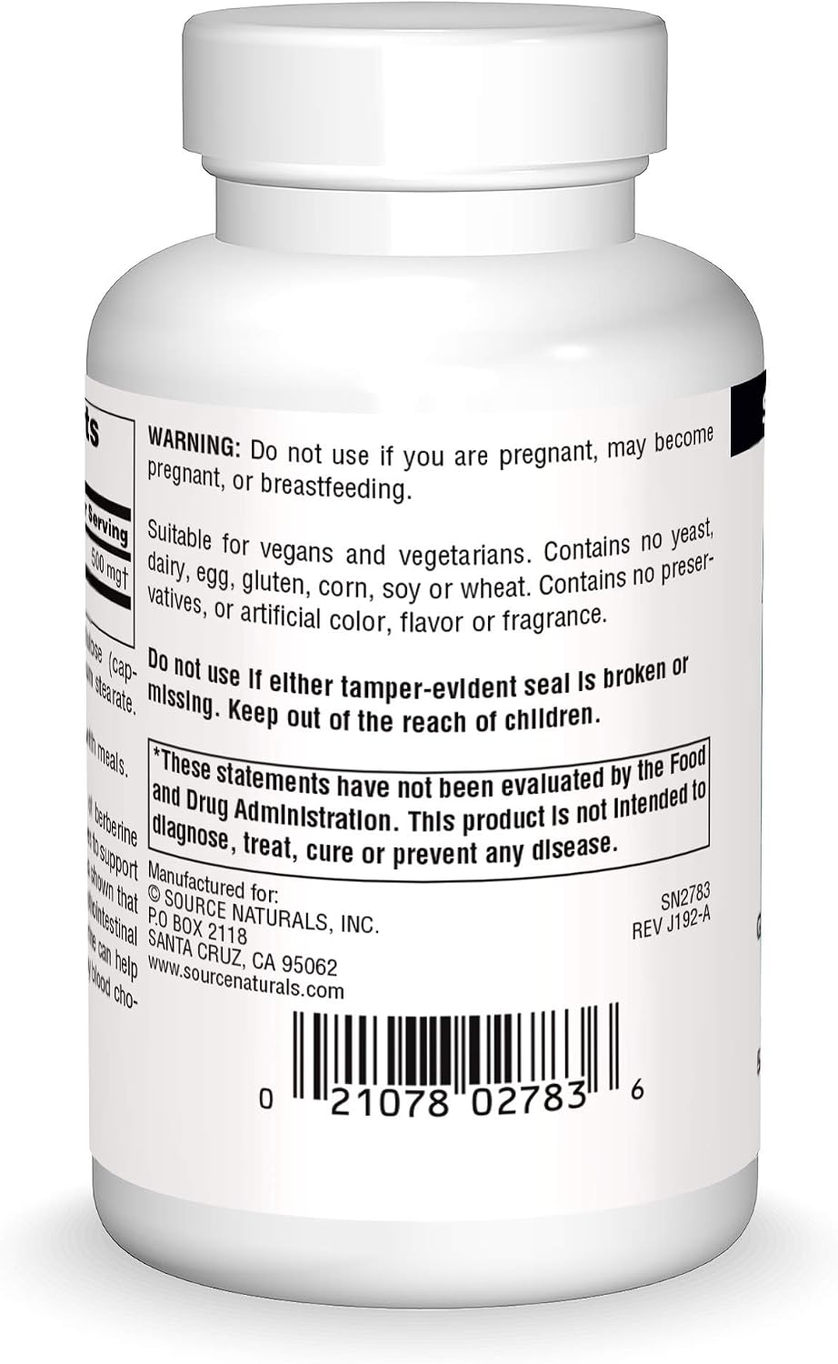 Source Naturals Berberina 500 mg, 60 Cápsulas Vegetales