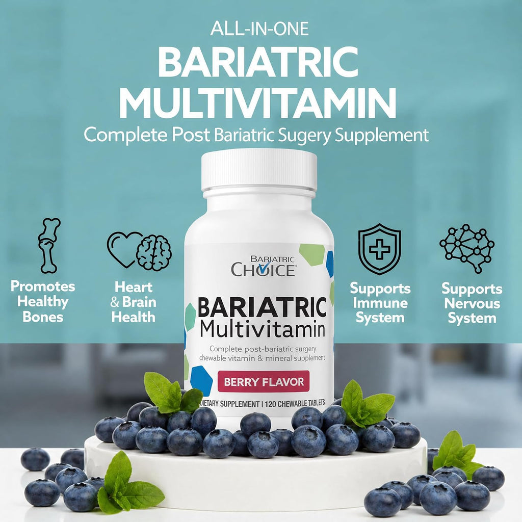 Bariatric Choice My Bariatric Multivitamínico Masticable con Hierro y Calcio, Berry (120 comprimidos)