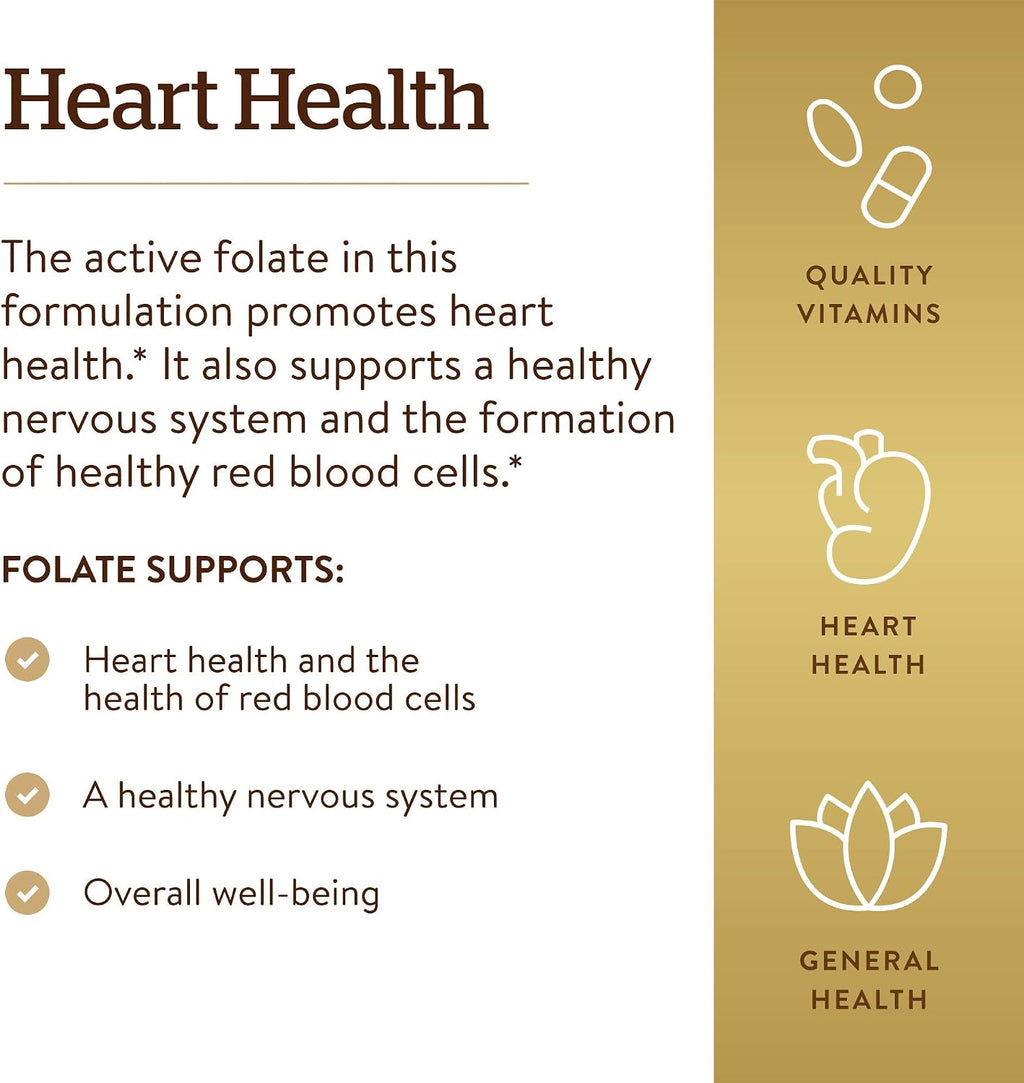 Solgar Folate 1.333 mcg DFE - 100 Comprimidos - Metafolin Bioactivo