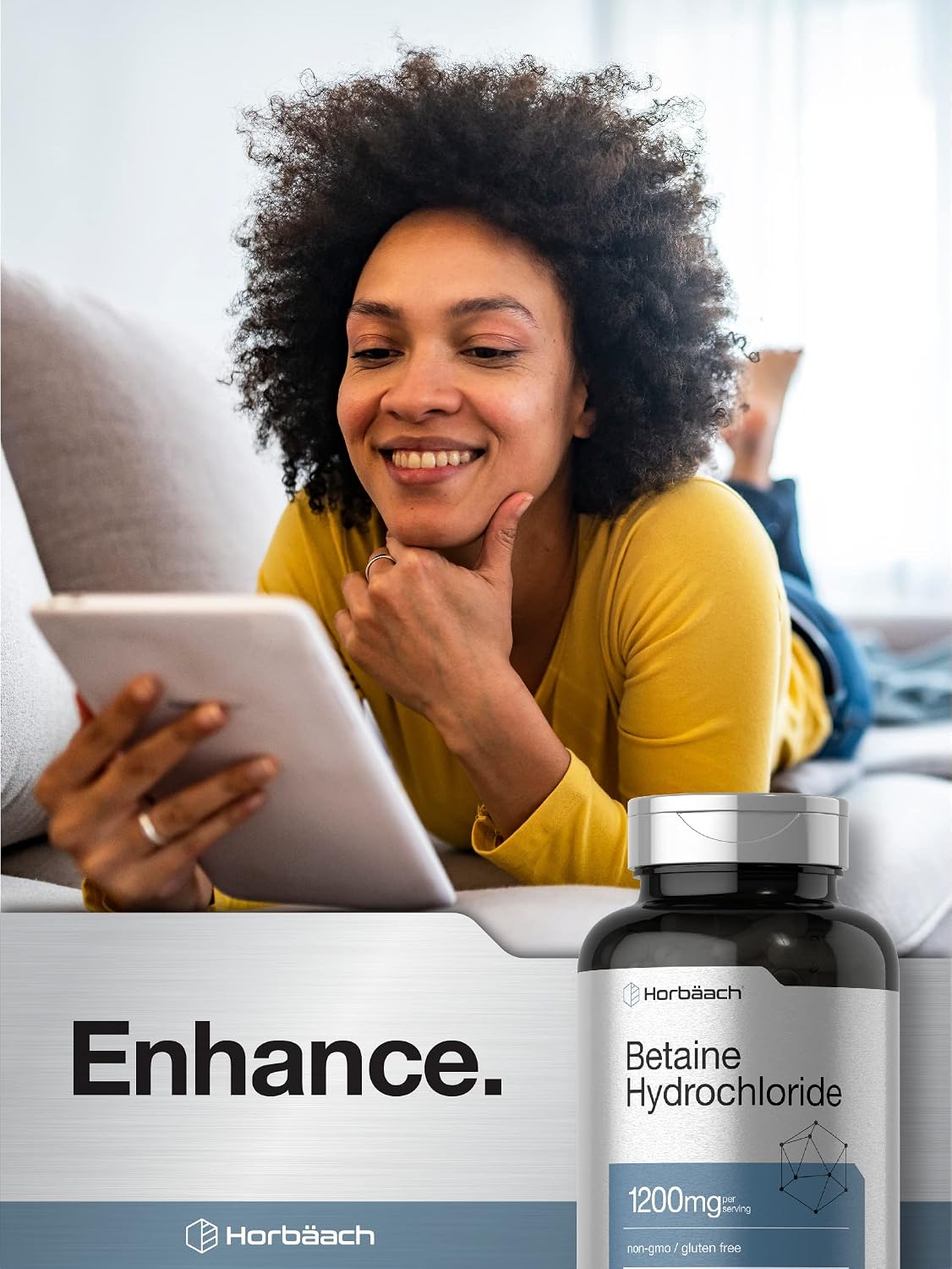 Horbäach Betaína HCl 1200mg - 180 Cápsulas