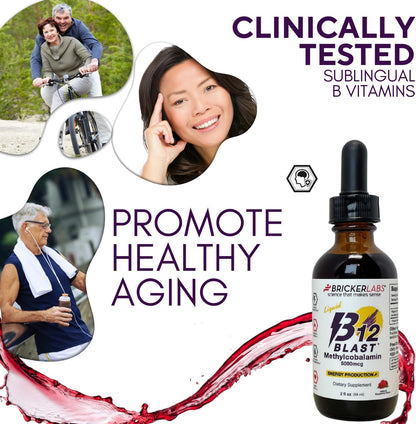 Bricker Labs B12 Blast Methylcobalamin 5000mcg, Great Tasting Sublingual Liquid Energy Vitamins -Vegan B12 Vitamins, – Image 8