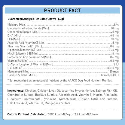 PawRise Multivitamínico Liofilizado para Perros - Probióticos, Glucosamina, Omega-3 - 200 Masticables – Image 6