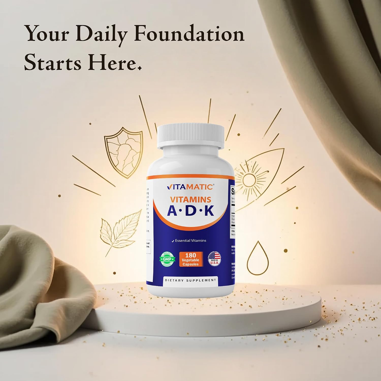 Vitamatic ADK Vitamin Supplement, 180 Cápsulas Veganas
