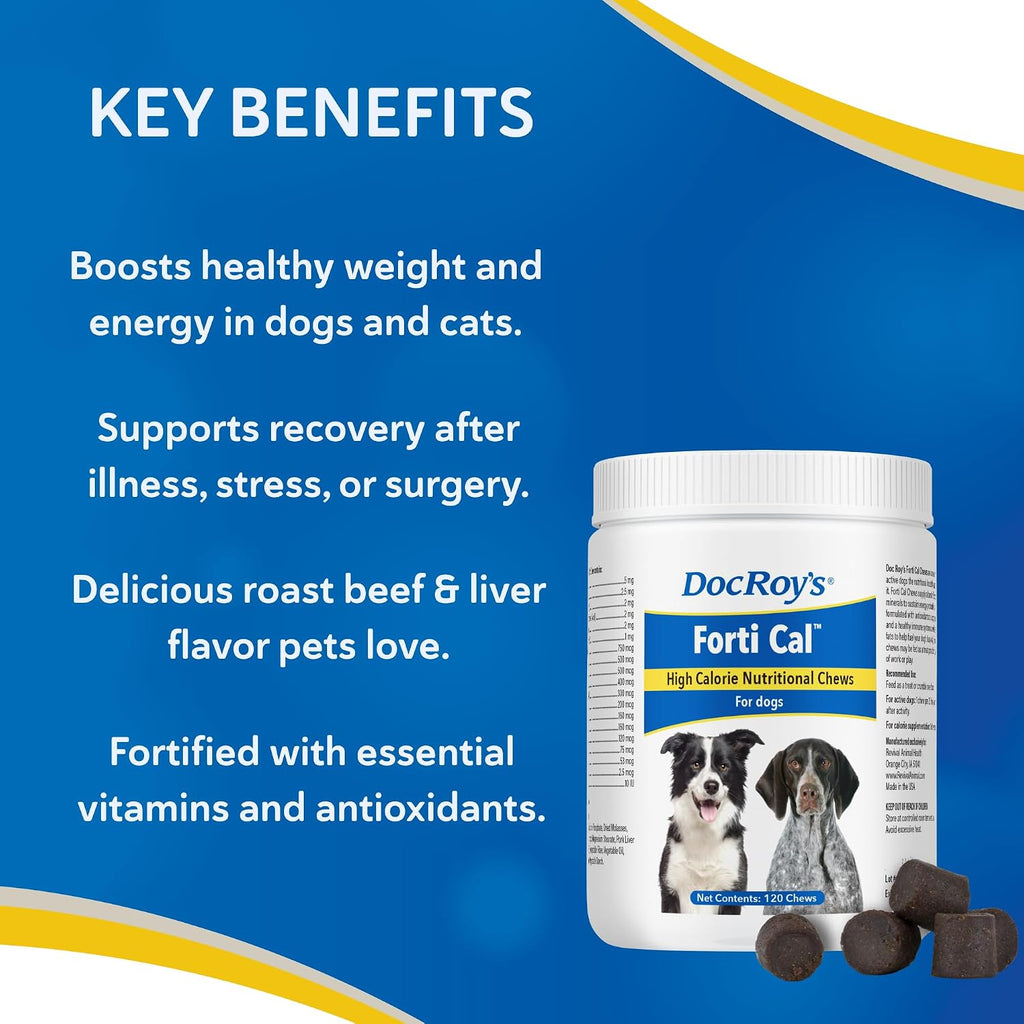 Forti Cal Soft Chews - Suplemento energético de alto contenido calórico para perros y gatos, 120 unidades
