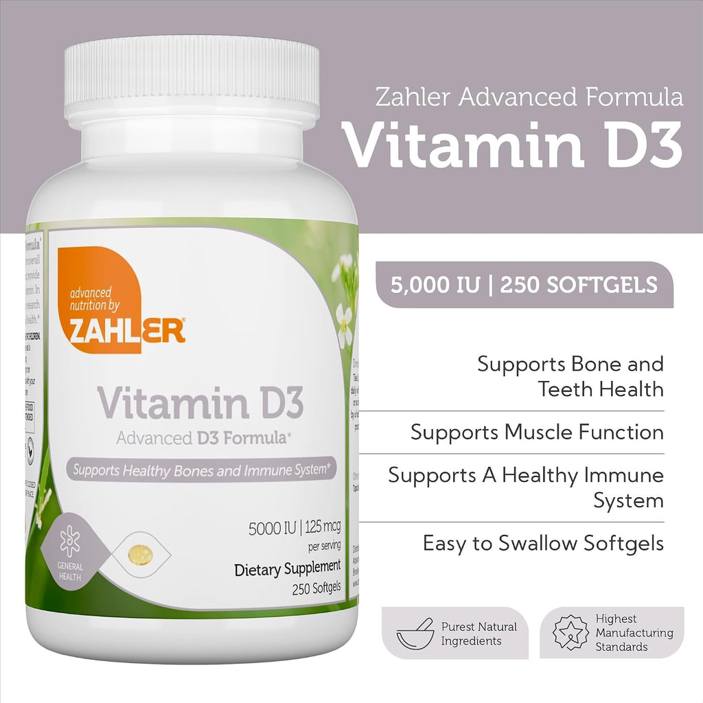Zahler Advanced Vitamina D3 5000 UI - 250 Cápsulas Blandas