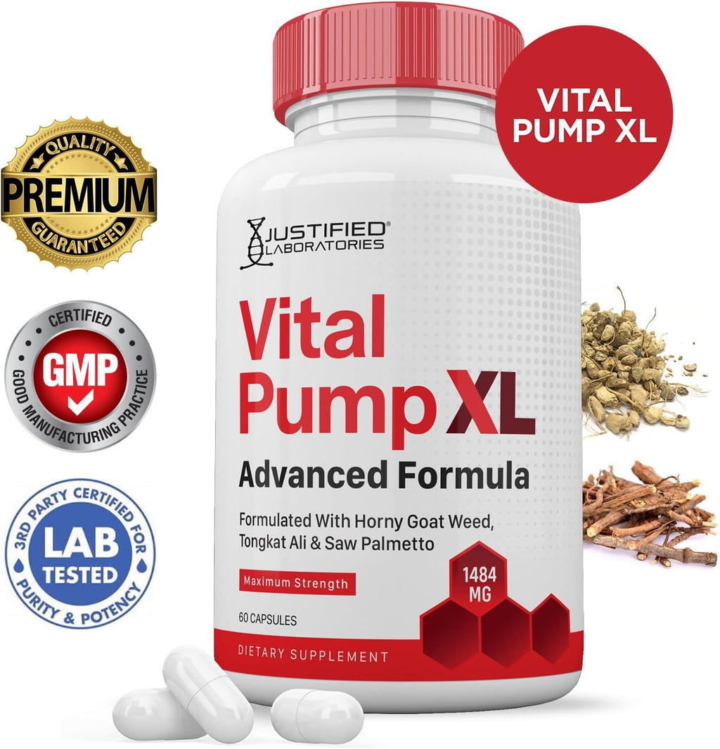 Vital Pump XL Pills 1484mg Advanced Formula Proprietary Blend for Men's Health, 60 cápsulas