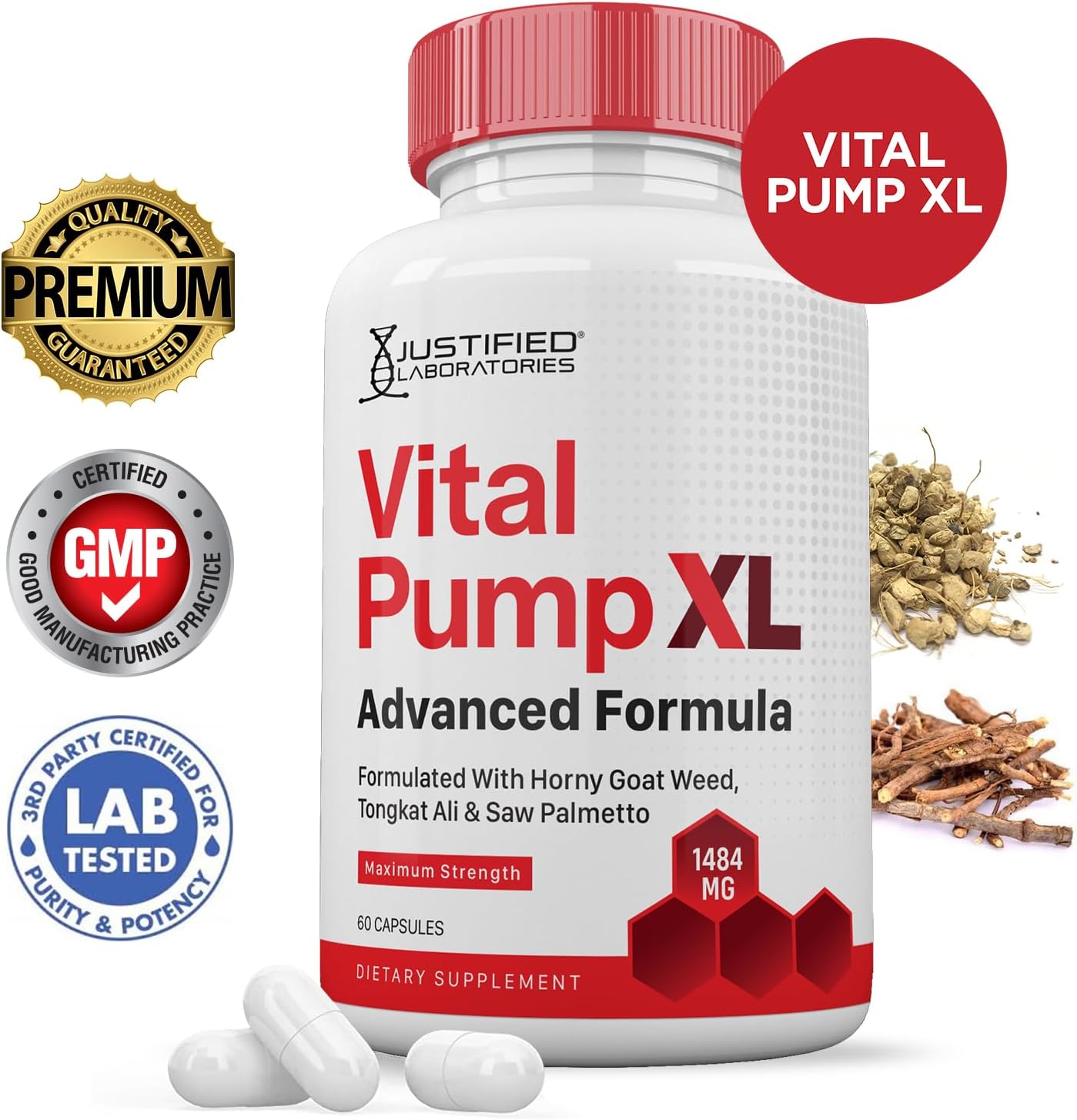 Vital Pump XL Pills 1484mg Advanced Formula Proprietary Blend for Men's Health, 60 cápsulas