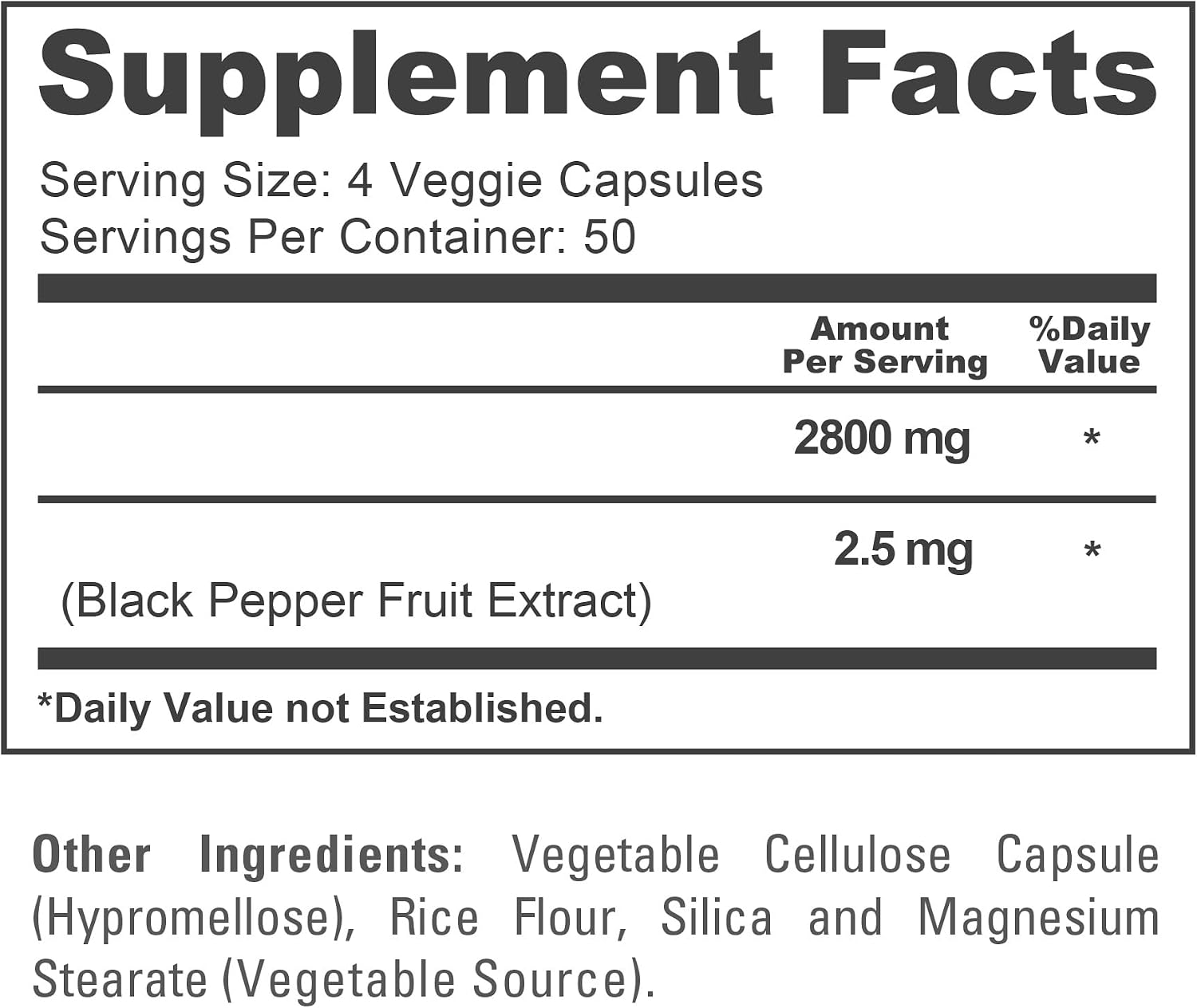 NusaPure Myo-Inositol 2800 mg con BioPerina - 200 Cápsulas Veganas