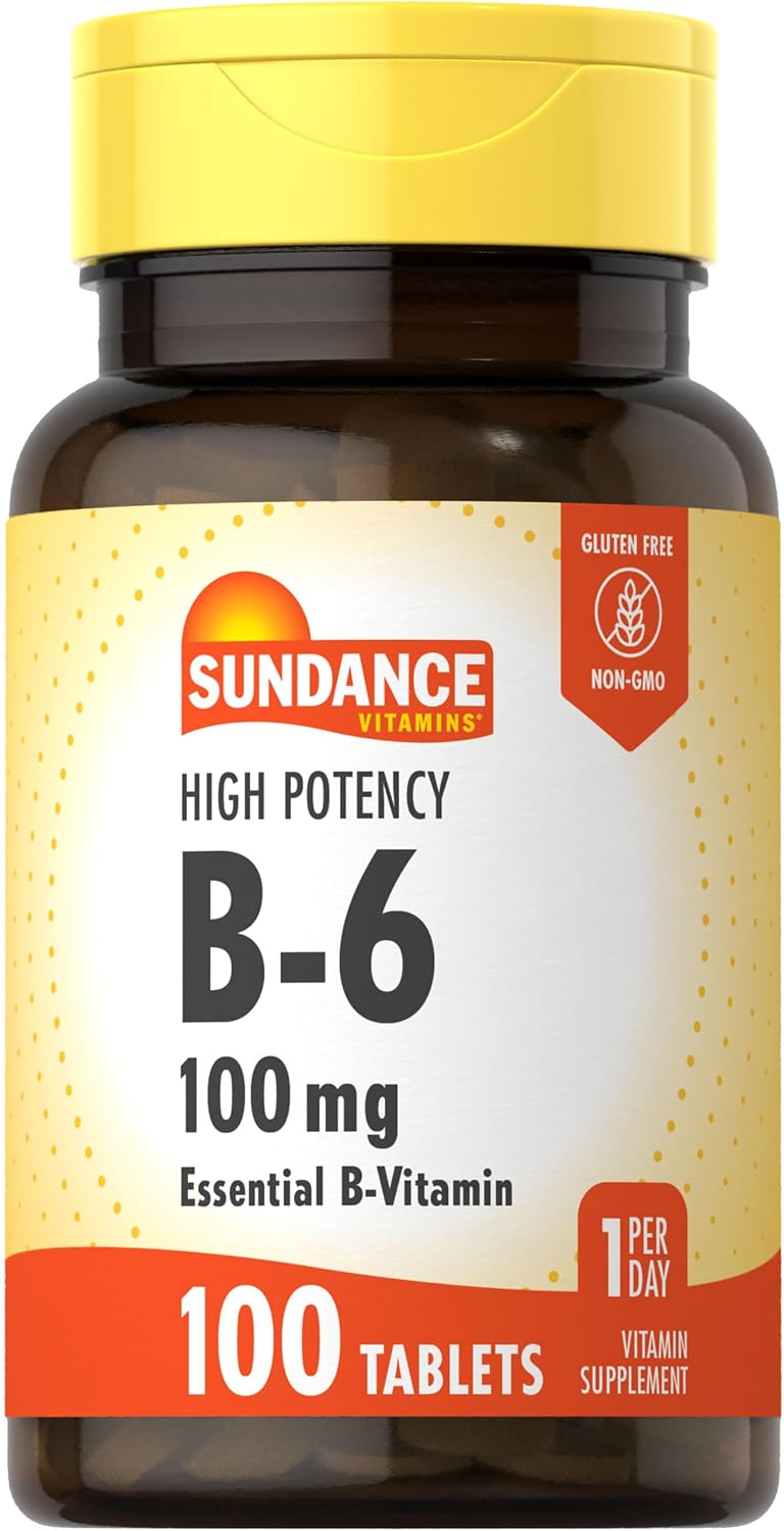 Sundance Vitamina B-6 100mg | 100 Comprimidos | Fórmula de Alta Potencia | Vegetariano, No-GMO y Sin Gluten