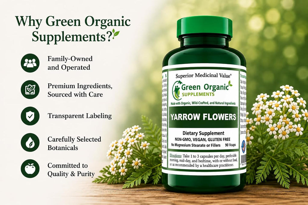 Yarrow Flower (Milenrama), 90 Cápsulas Vegetales, No OGM, Sin Gluten
