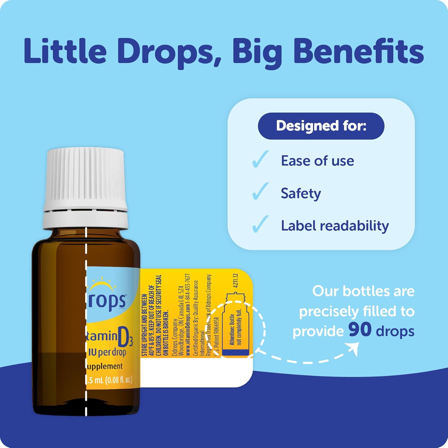 Ddrops Baby 400 UI Vitamina D3, 90 gotas, 2.5 ml