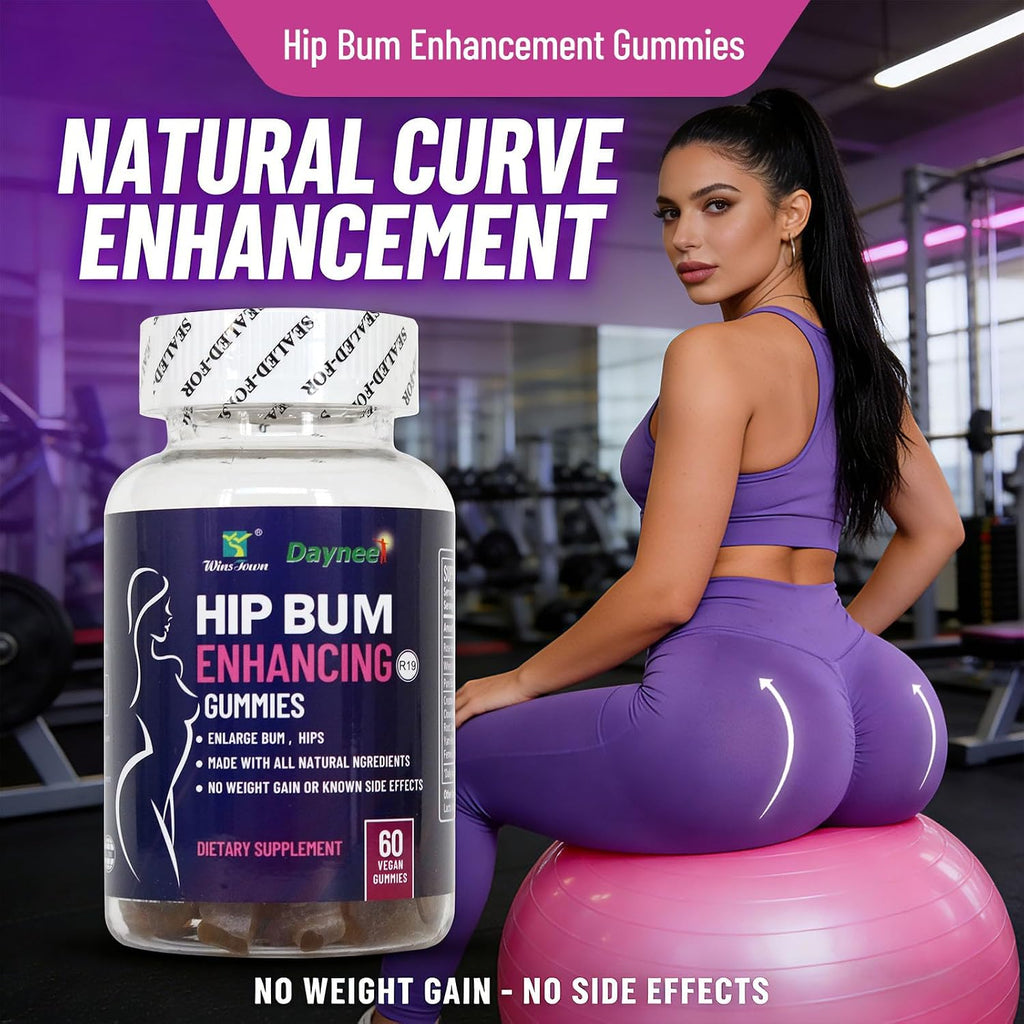 Wins Town Hips & Butt Enhancement Gummies, Veganas, 60 Ct | Multivitamínico para Mujeres, Apoya el Tono de los Glúteos