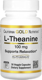 California Gold Nutrition L-Teanina, con AlphaWave, 100 mg, 30 Cápsulas Vegetales