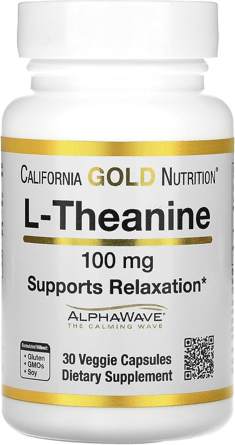 California Gold Nutrition L-Teanina, con AlphaWave, 100 mg, 30 Cápsulas Vegetales