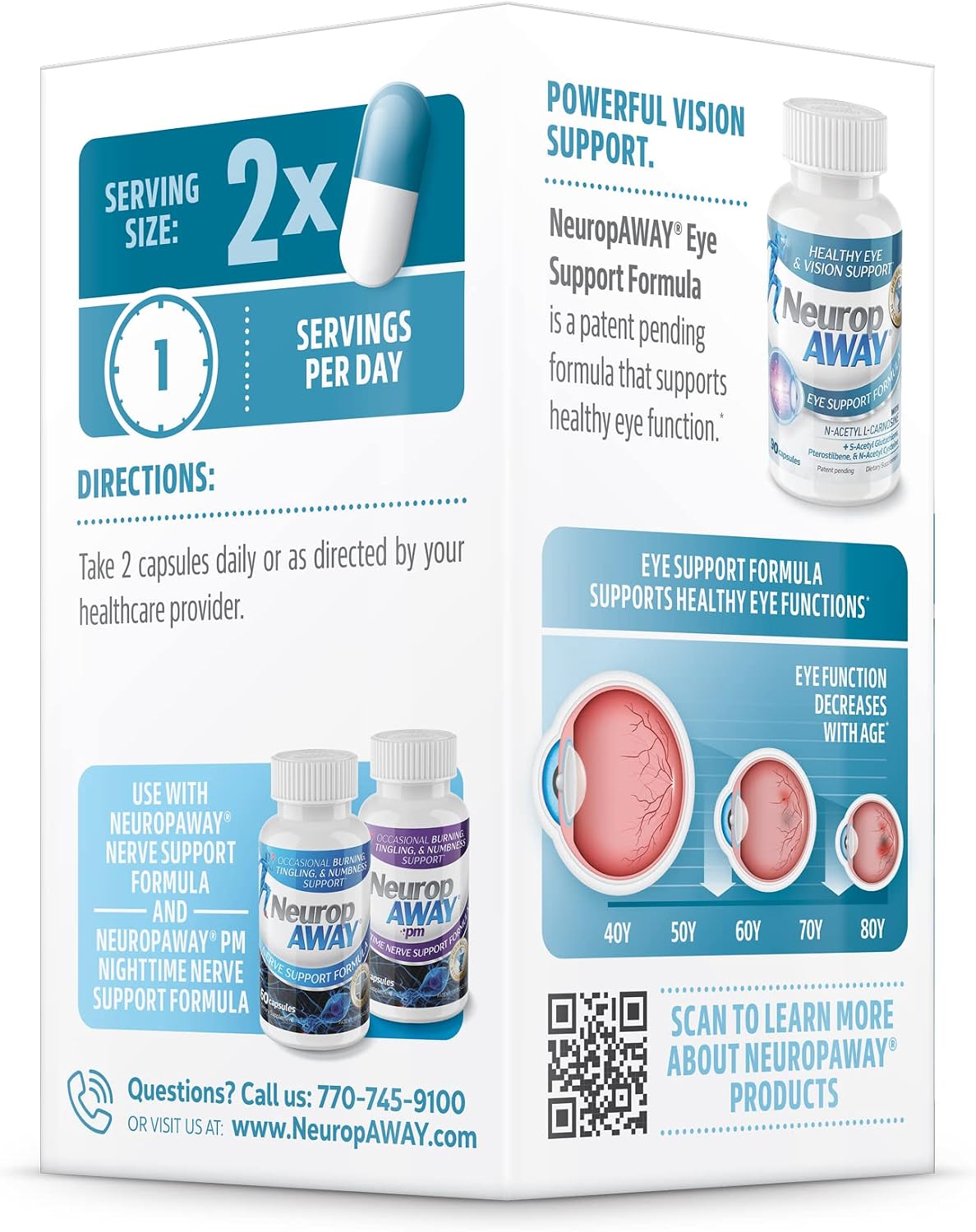 NeuropAWAY Eye Support - Suplemento Ocular con Luteína, Zeaxantina y Antioxidantes (90 Cápsulas)