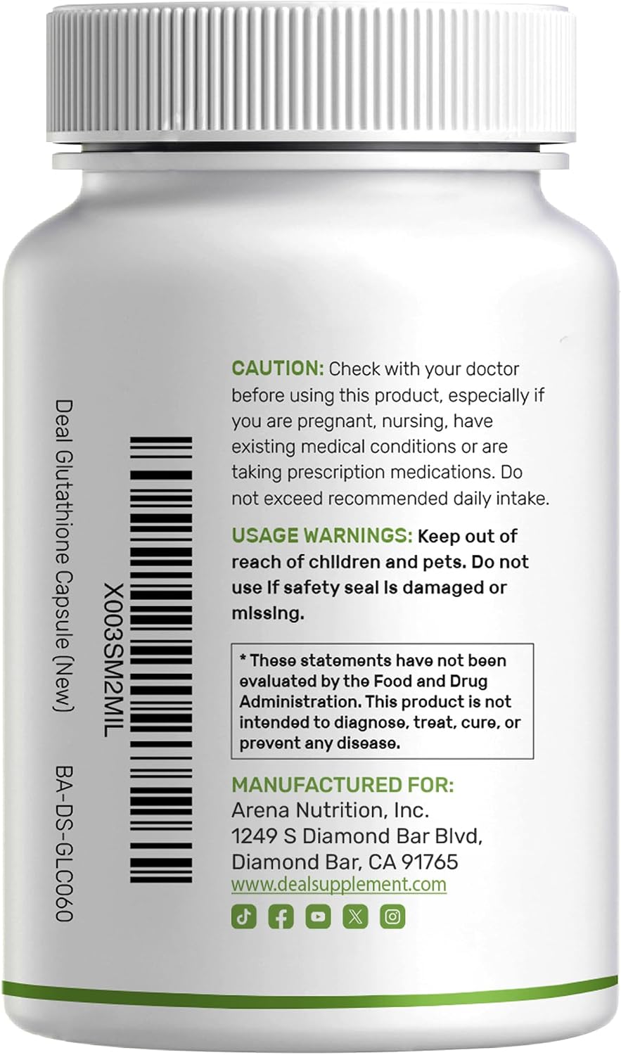 Glutathione Supplement 1,000mg Per Serving, 98% Purity | Plus Vitamin C 500mg, Active Reduced Form (GSH) | Intracellular Antioxidant – Supports Detoxification & Immune Health