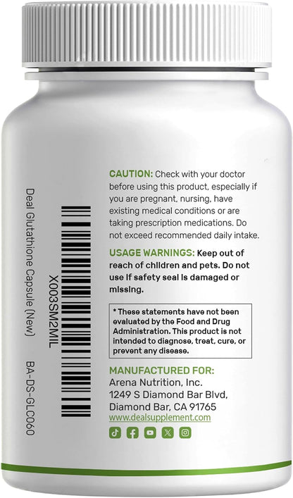 Glutathione Supplement 1,000mg Per Serving, 98% Purity | Plus Vitamin C 500mg, Active Reduced Form (GSH) | Intracellular – Image 2