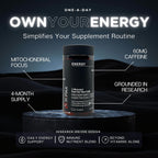 KPAX Energy - Suplemento de Energía Diaria con Cafeína, CoQ10, NAC y Más de 30 Nutrientes Mitocondriales - 120 Comprimidos (4 Meses)