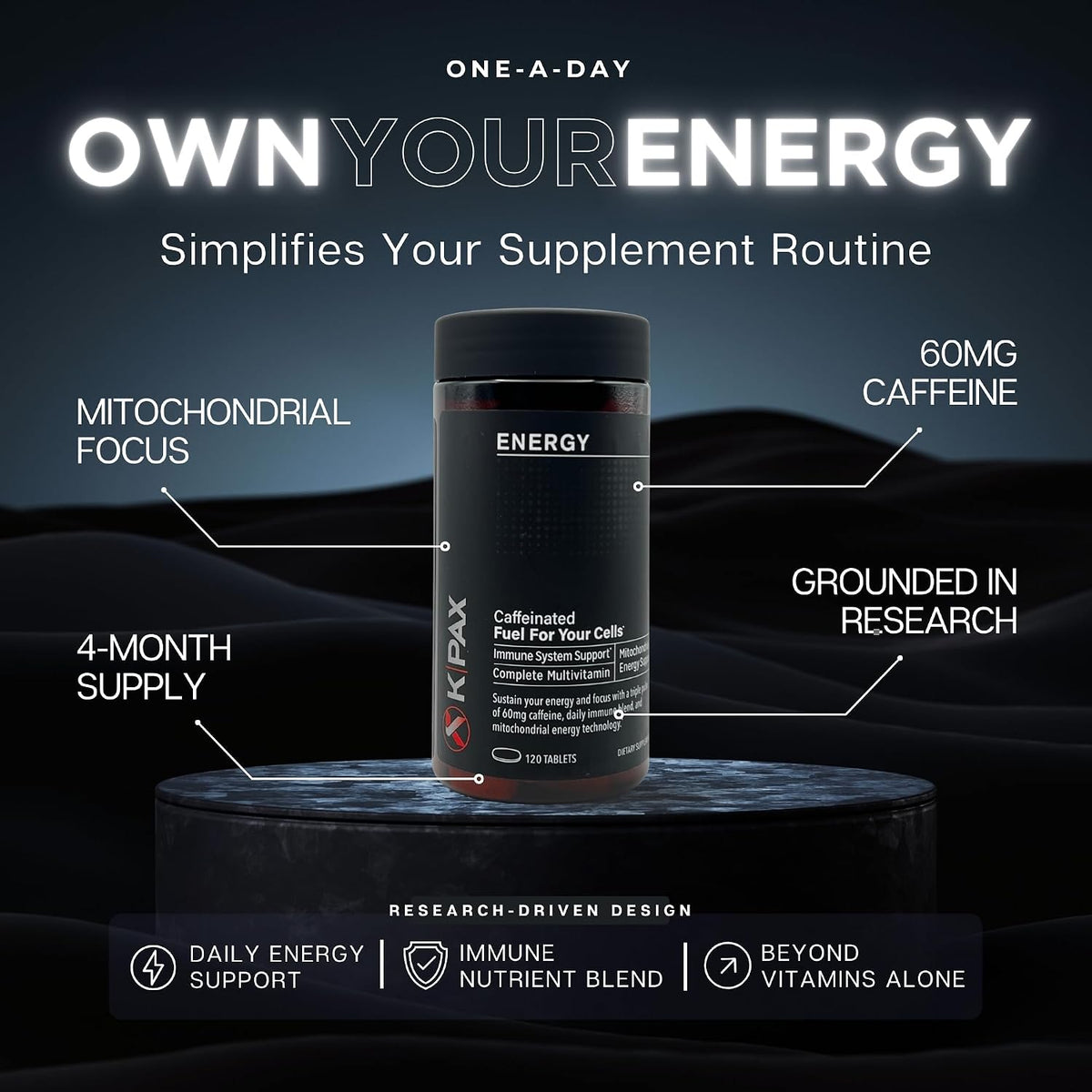 KPAX Energy - Suplemento de Energía Diaria – Apoyo mitocondrial: Los nutrientes como NAC, acetil-L-carnitina y – Image 2