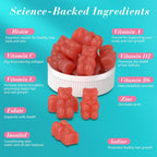 Lazpowfi Gomitas de Biotina para Cabello, Piel y Uñas - Vegano, 60 Días (2 Envases) - Sabor Fresa