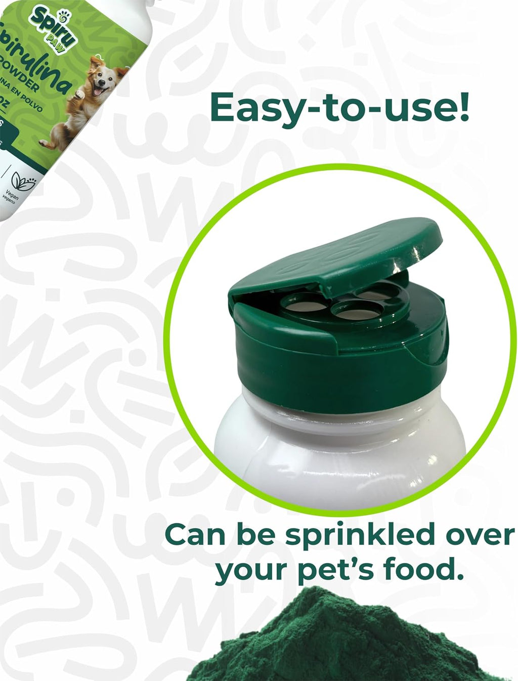 Spirulina en Polvo para Perros y Gatos, Complemento Alimenticio a Base de Microalgas, 85 g
