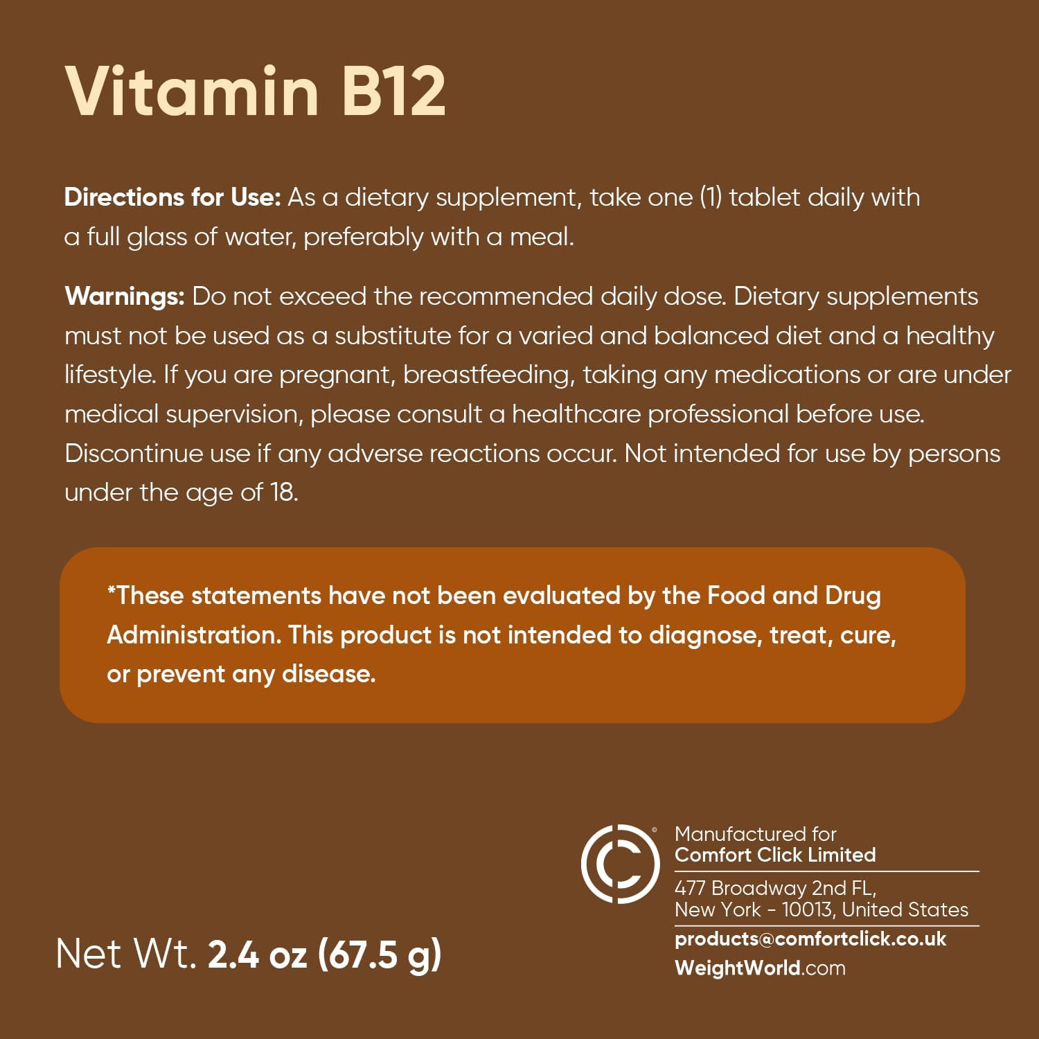 WeightWorld Vitamina B12 1000 mcg - 450 Comprimidos - Metilcobalamina Activa - Vegano, No-GMO - 1+ Año de Suministro