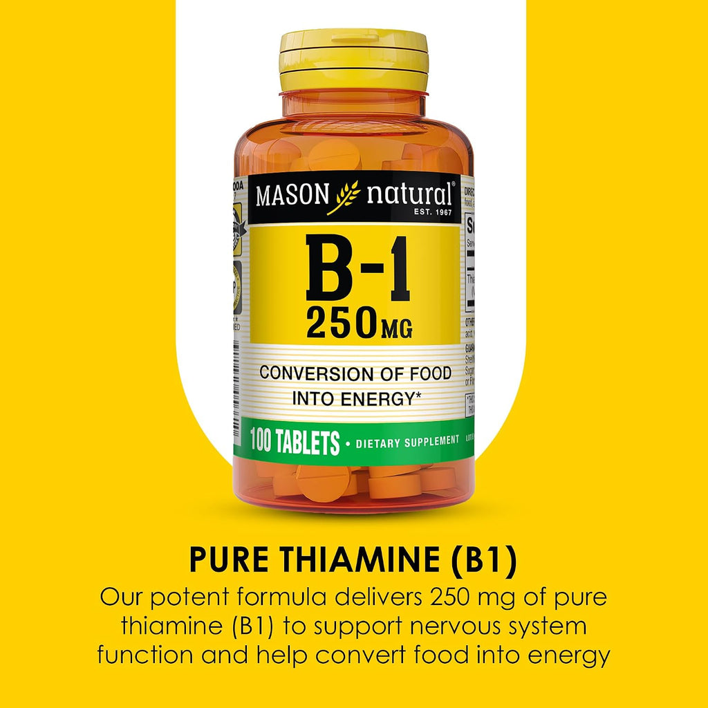 MASON NATURAL Vitamina B1 Tiamina 250 mg, 100 Comprimidos