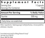 Nutricology Taurina 500 mg - Suplemento de Aminoácido en Forma Libre - 100 Cápsulas Vegetarianas