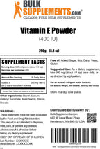 Vitamina E 400 UI en polvo - D-alfa-tocoferol, 500 mg por porción, 250 g