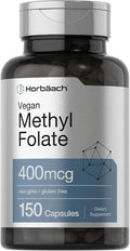 Horbäach Metilfolato 400 mcg | 150 Cápsulas Veganas | No-GMO, Sin Gluten | Complemento Alimenticio